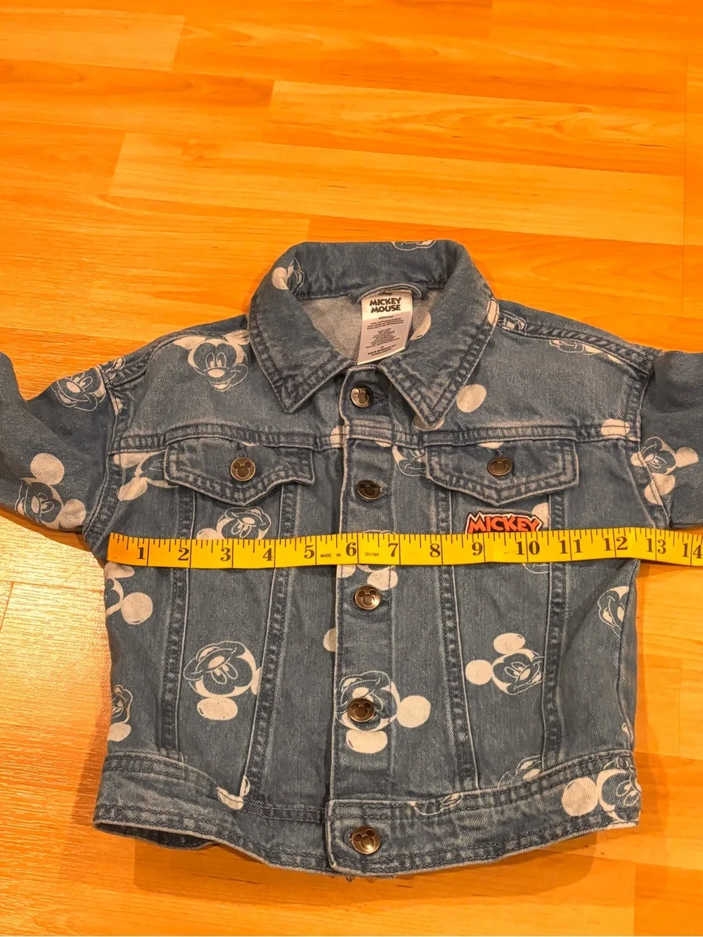 Disney Mickey Mouse Denim Jacket in Blue with White Print